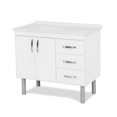 Gabinete para Cozinha de 95,2cm Tóquio Branco com 2 Portas e 3 Gavetas (A.J. Rorato)
